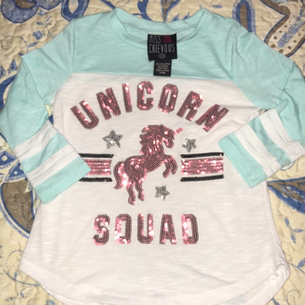 Girl Unicorn 3/4 length tee🦄